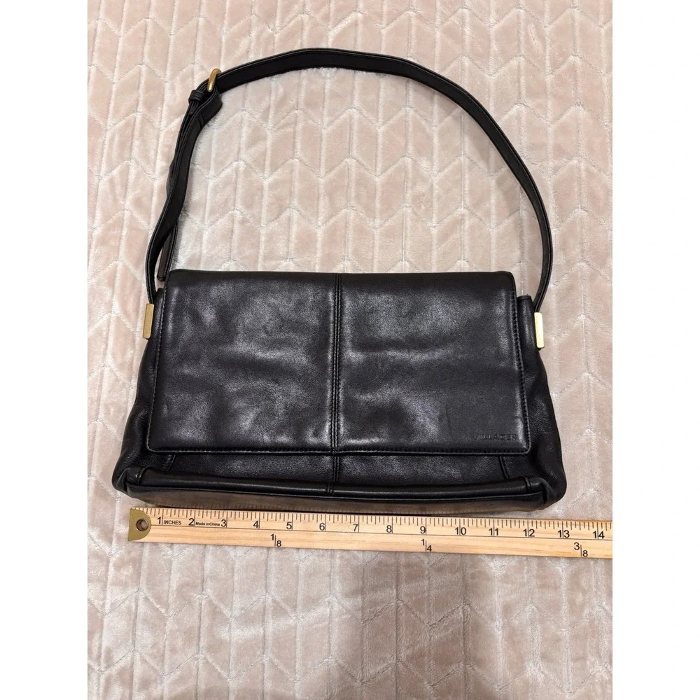 Vintage Liz Claiborne Villager Black Leather Shoulder Bag Office Siren Y2K Purse
